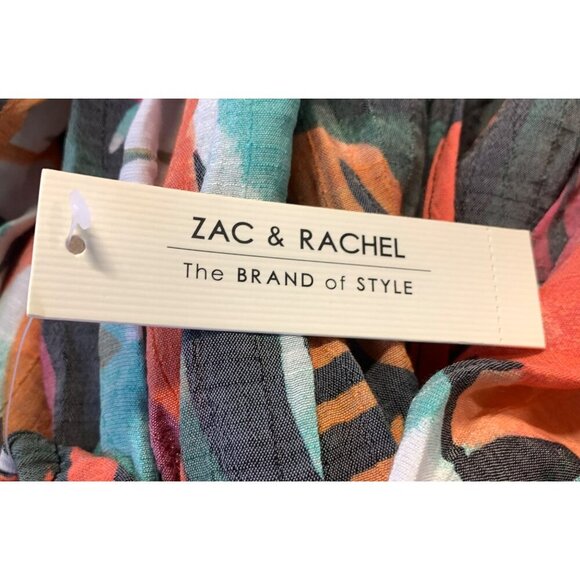 Zac & Rachel Womens XL Extra Large Tropical Peasant Blouse Top 3/4 Sleeve New - Picture 8 of 11